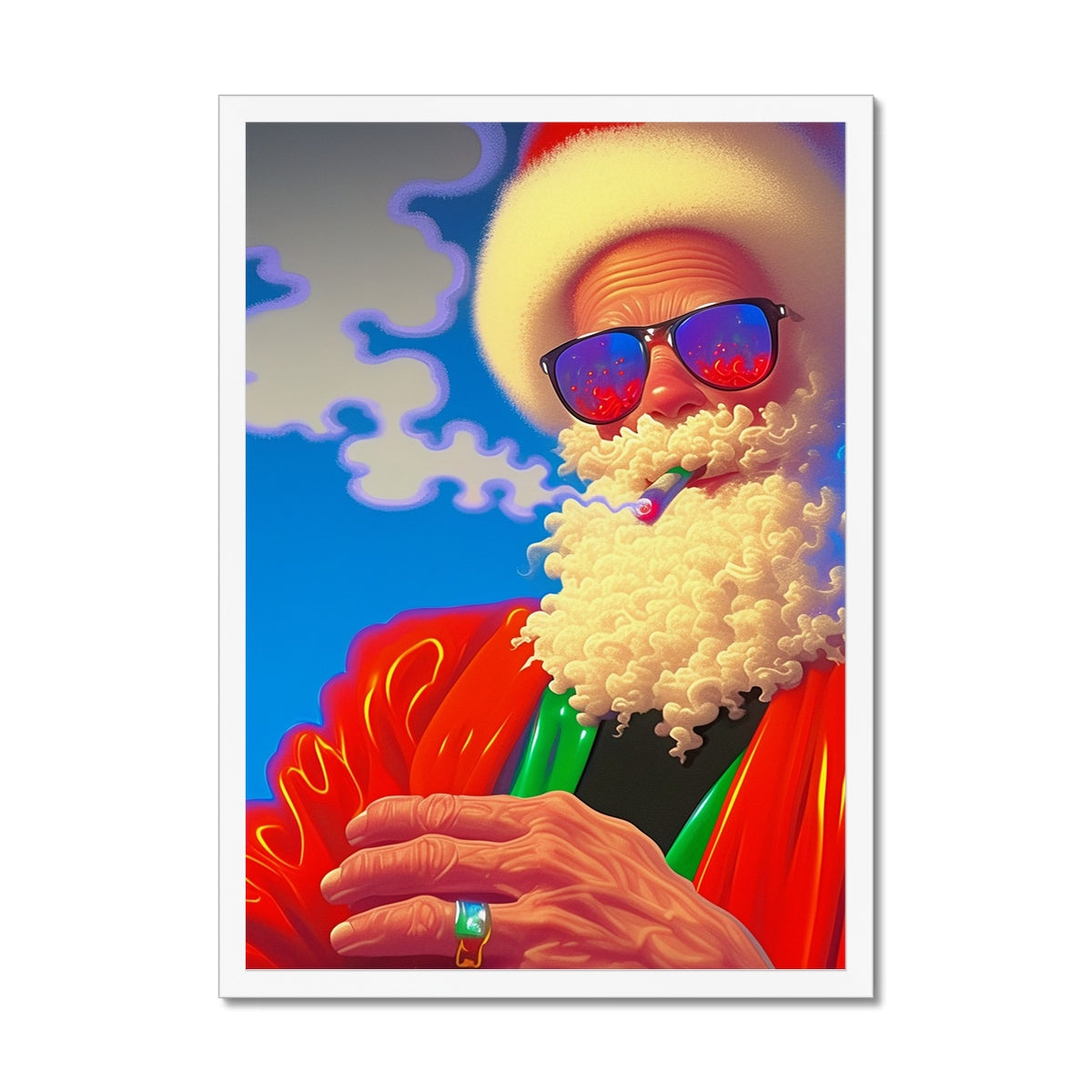 Rauchsignal, Weihnachtsmann — Gerahmter Druck – Dunkler Kunstdruck – Detailansicht by Soulkeeper2099