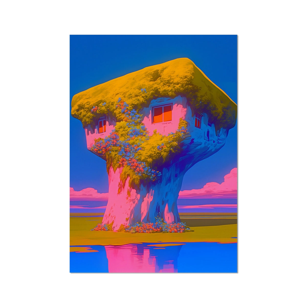 The Moss-Crowned House – Surreal Nature Art – Photo Rag Print by Soulkeeper2099