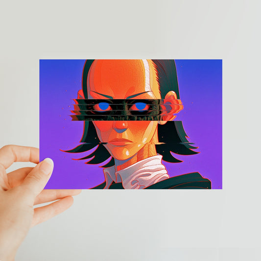 The Black-Barred Witness Classic Postcard – Neon Surrealism – Art Print by Soulkeeper2099