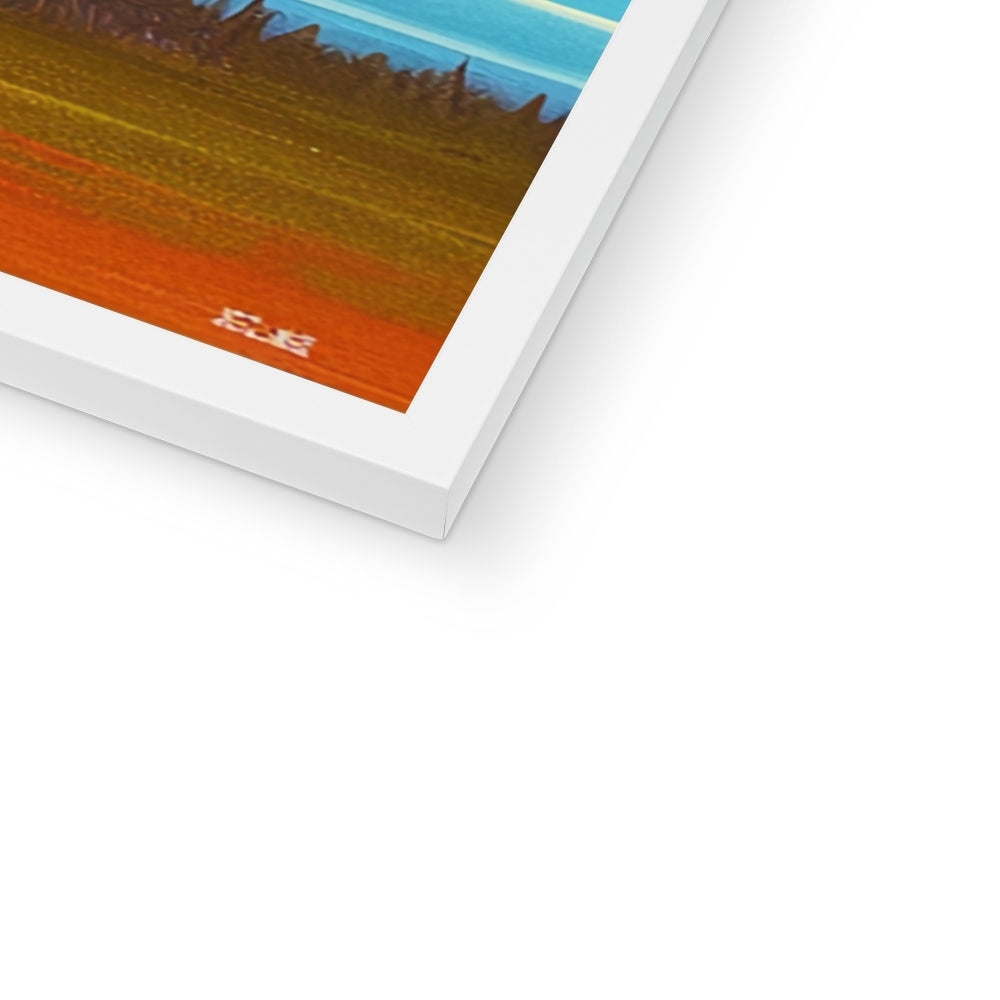Corner detail of the white frame and white mat on “The Blooming Skull House” – Soulkeeper2099 framed art print.