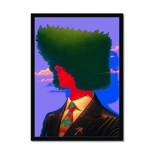 The Green-Crowned Red Gentleman – Neon Surrealism – Framed Print by Soulkeeper2099