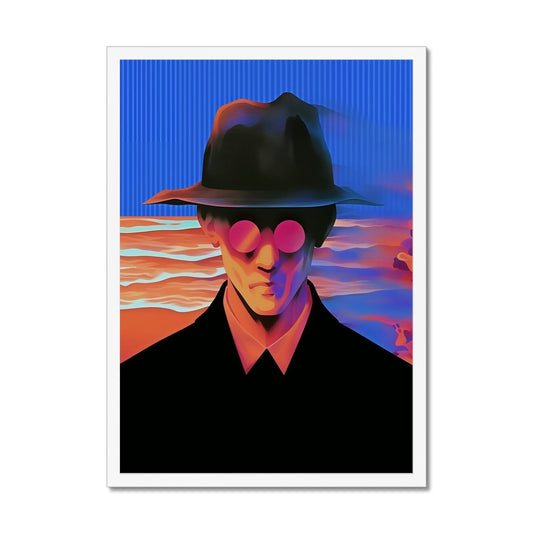 The Pink-Lensed Drifter – Neon Surrealism – Framed Print detail view by Soulkeeper2099