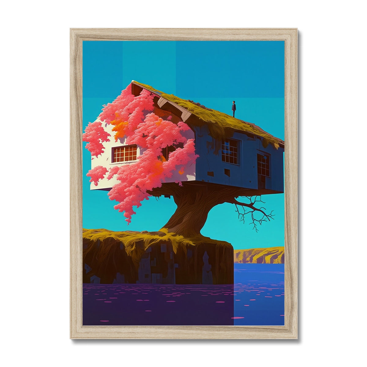 Above the House of Blossoms – Neon Surrealism – Framed Print detail view by Soulkeeper2099