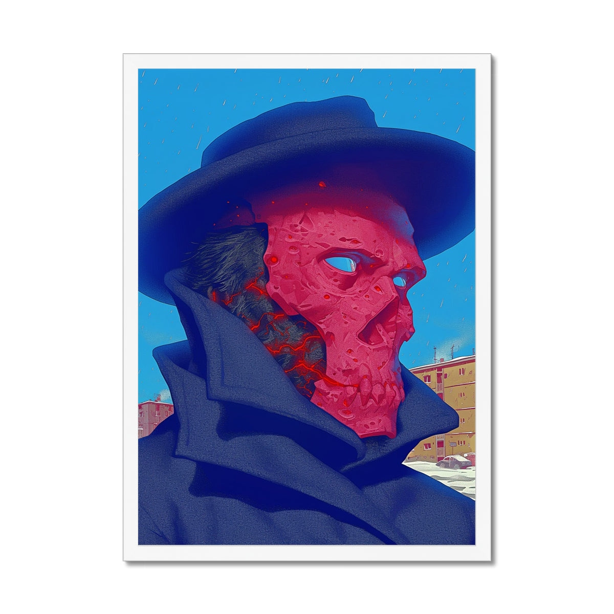 Ash-Mask Drifter – Surreal Portrait Print – Framed Print detail view by Soulkeeper2099