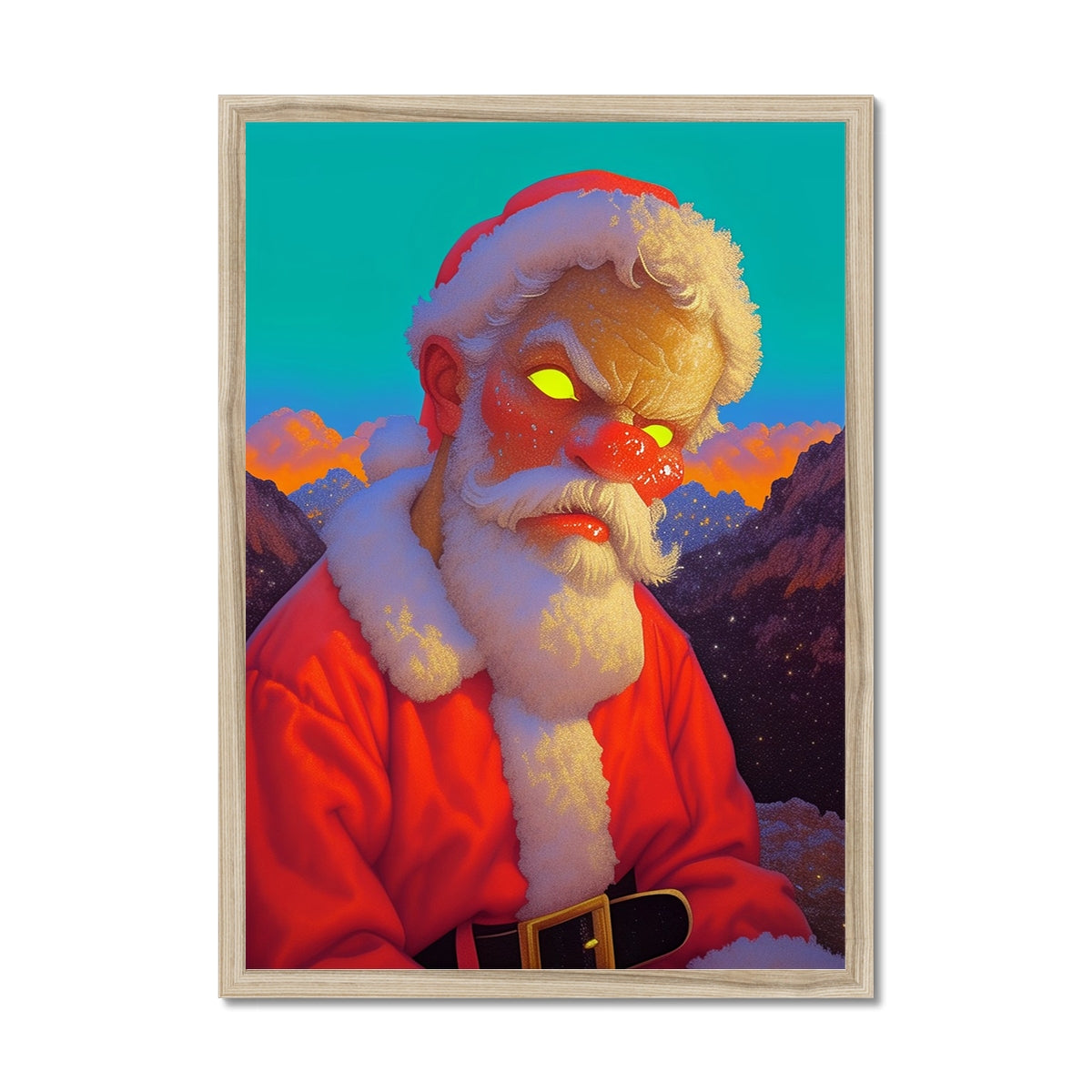 Berggelübde Weihnachtsmann — Gerahmter Druck – Dunkler Kunstdruck – Rahmenmockup by Soulkeeper2099