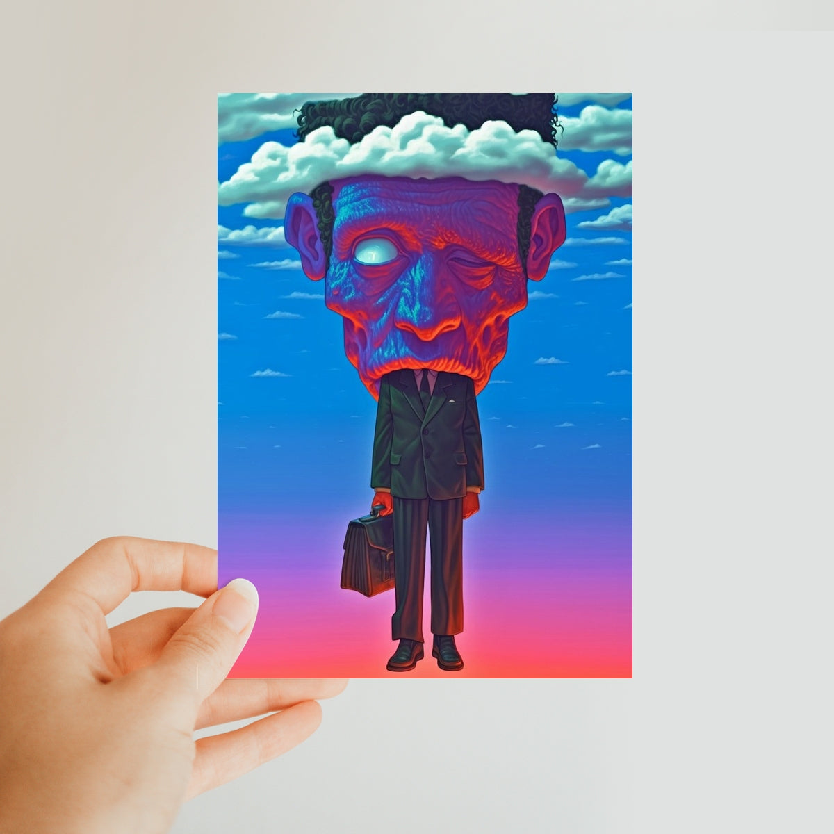 The Cloud-Crowned Mute Classic Postcard – Neon Surrealism – Art Print detail view by Soulkeeper2099