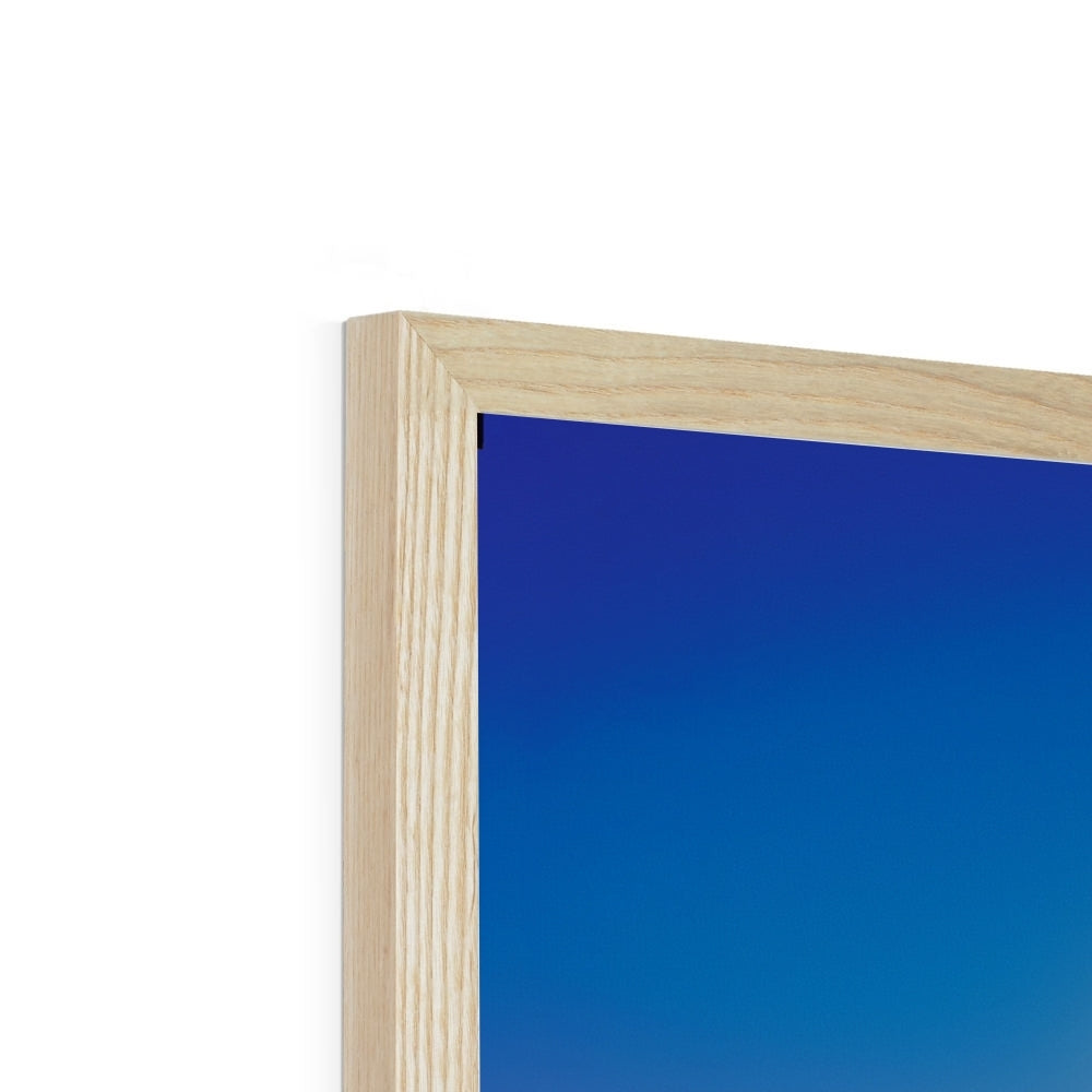 Side profile showing the depth of the natural wood frame on “The House Behind the Cloud” – Soulkeeper2099 framed art print.