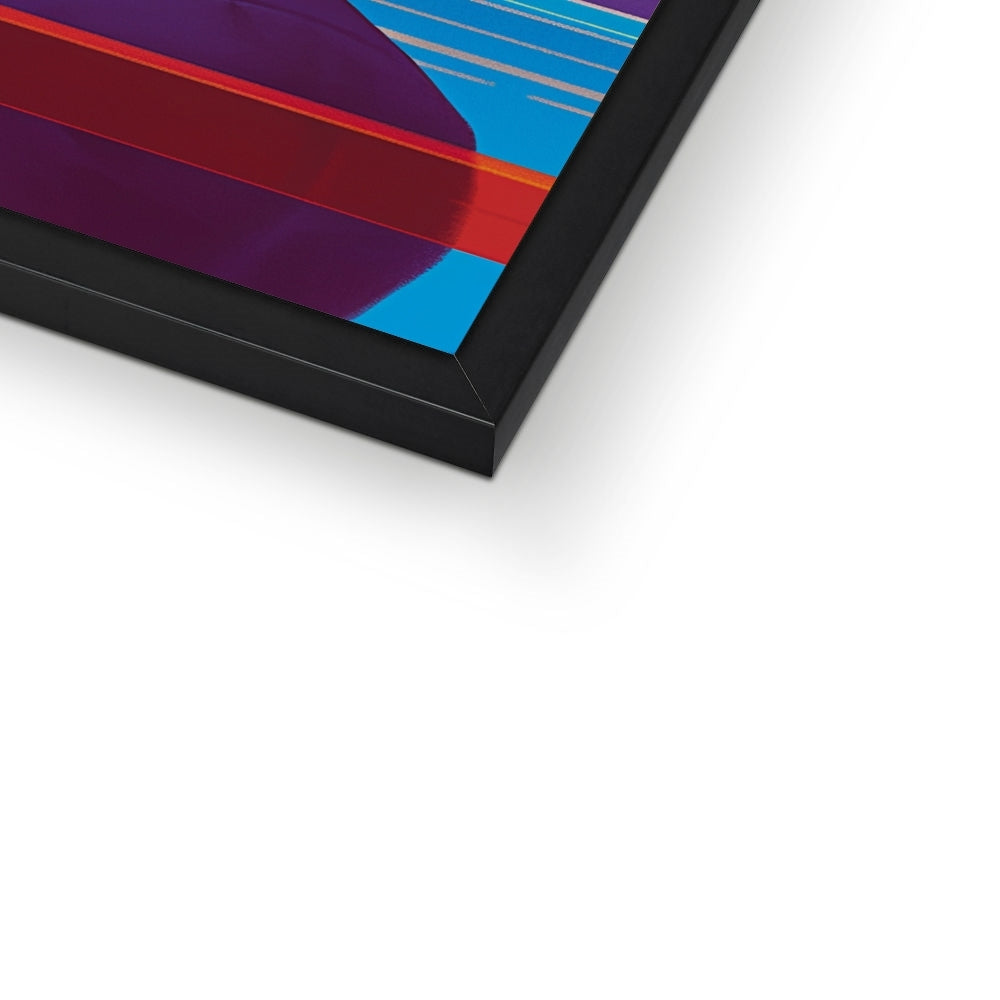 Corner detail of the black frame and white mat on “The Blue-Capped Drifter” – Soulkeeper2099 framed art print.