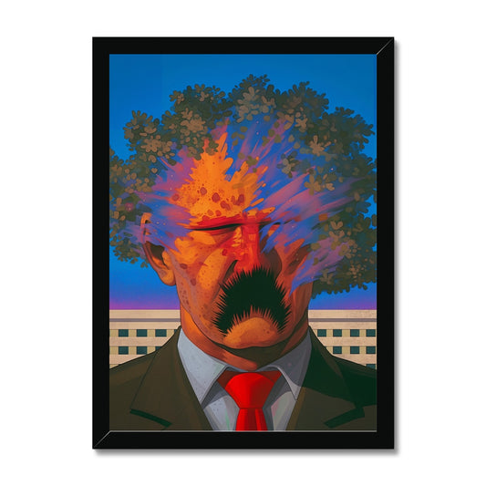 The Executive in Blooming Ruin – Surreal Portrait Print – Framed Print by Soulkeeper2099