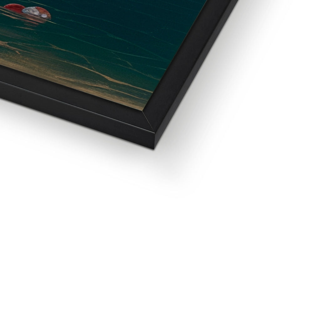 Corner detail of the black frame and white mat on “The Floating Garden Ark” – Soulkeeper2099 framed art print.