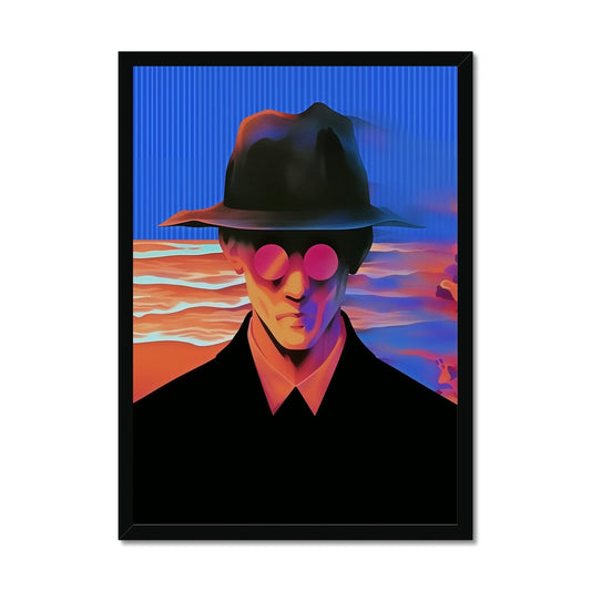 The Pink-Lensed Drifter – Neon Surrealism – Framed Print by Soulkeeper2099