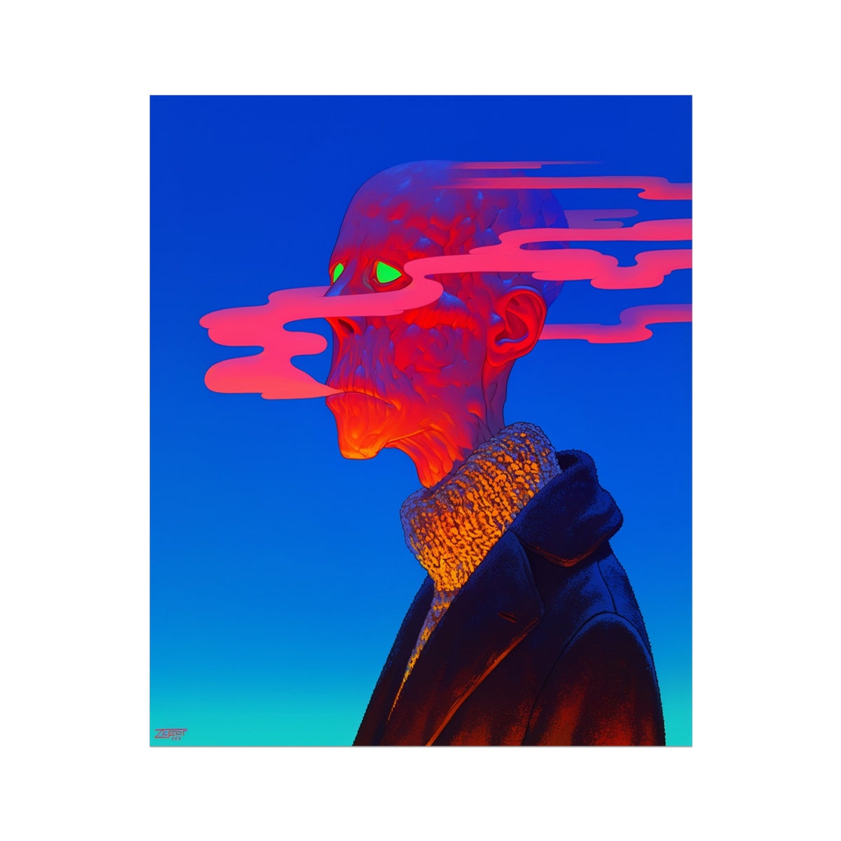 Green Signal Under Pink Noise – 1/1 Original Art – Hahnemühle Photo Rag Print by Soulkeeper2099