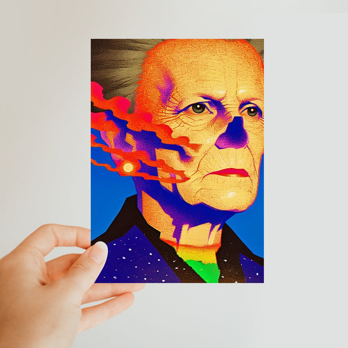 The Burning-Faced Elder Classic Postcard – Neon Surrealism – Art Print detail view by Soulkeeper2099