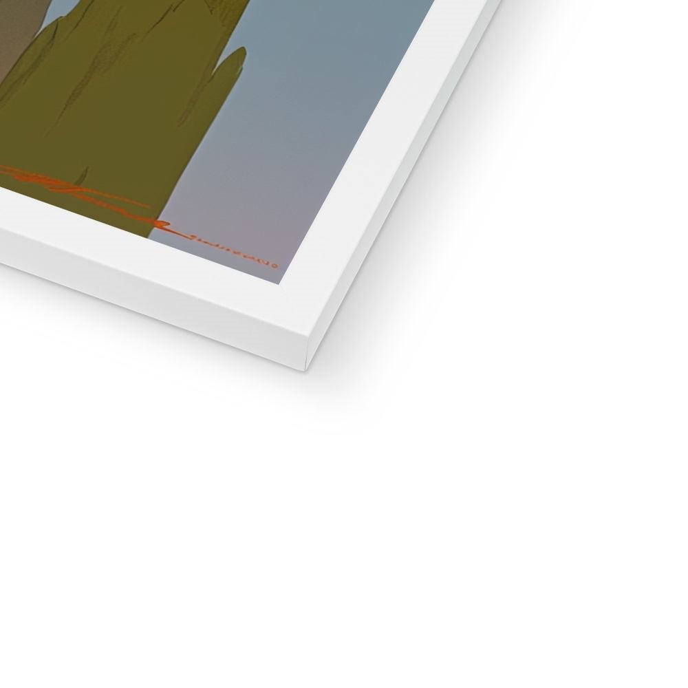 Corner detail of the white frame and white mat on “The Crown of Many Faces” – Soulkeeper2099 framed art print.