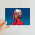 The Cloud-Mind Observer Classic Postcard – Neon Surrealism – Art Print by Soulkeeper2099