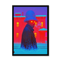 겨울밤의 털모자 산책자 — 액자 프린트 – 초현실 초상화 by Soulkeeper2099