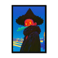 Breath of Neon Winter – Surreal Portrait Print – Framed Print by Soulkeeper2099