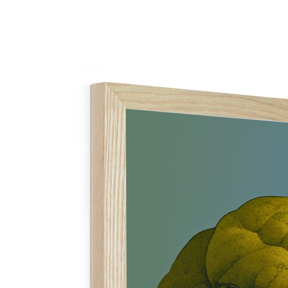 Side profile showing the depth of the natural wood frame on “The Crown of Many Faces” – Soulkeeper2099 framed art print.