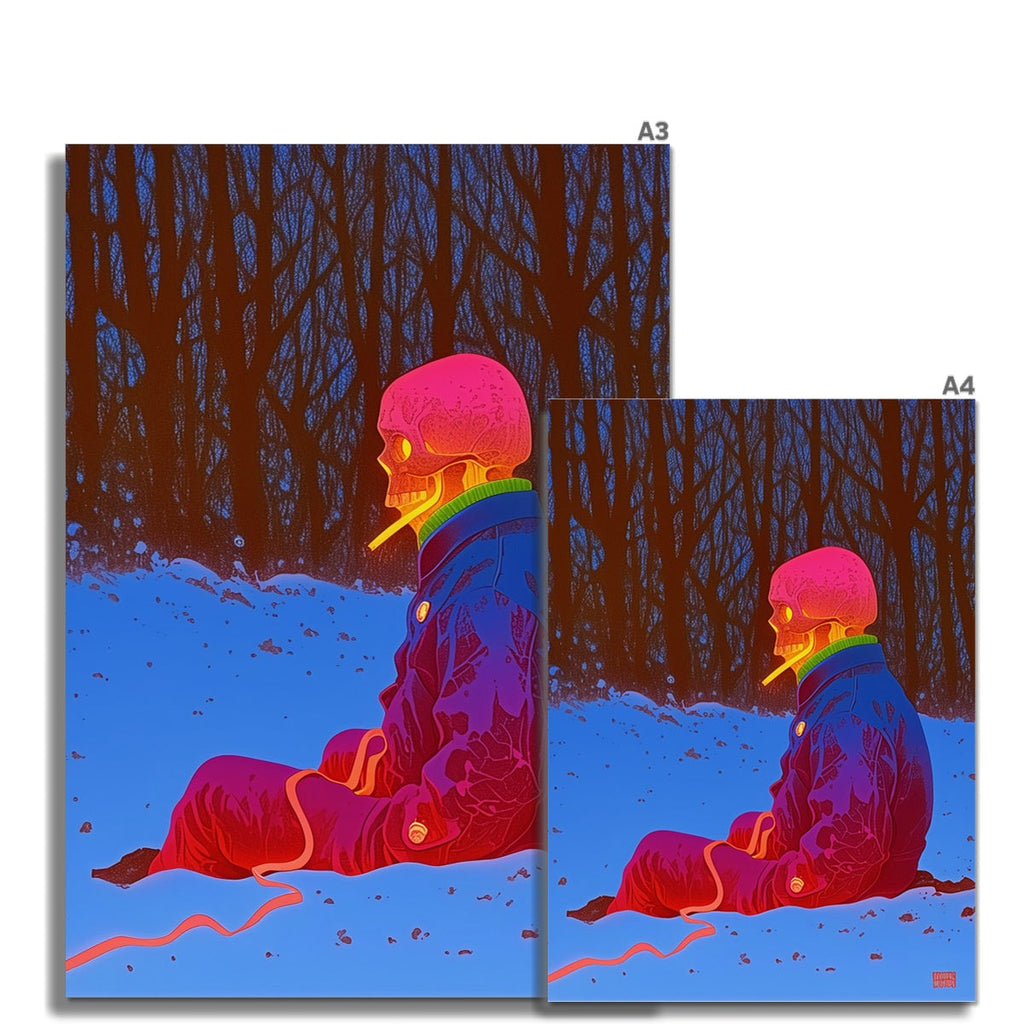 Neon Bones in the Winter Woods – Dark Art Print – Fine Art Print detail view by Soulkeeper2099