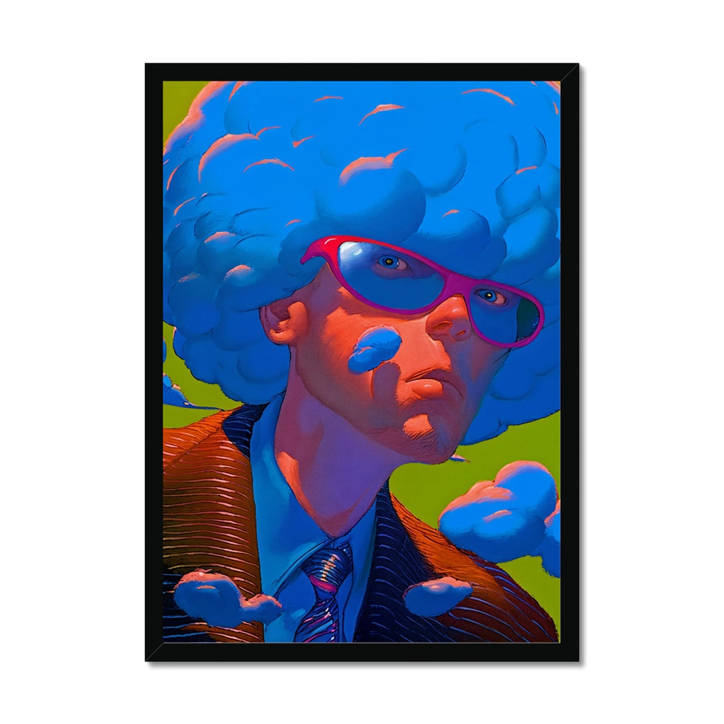 Cloudhead Bureaucrat – Surreal Portrait Print – Framed Print by Soulkeeper2099
