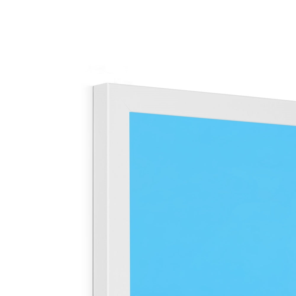 Echoes of the Blue Tower – Neon Surrealism – Framed Print detail view by Soulkeeper2099