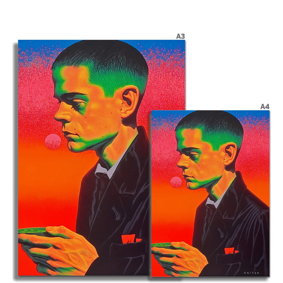 Neon Ascetic – Surreal Portrait Print – Fine Art Print detail view by Soulkeeper2099