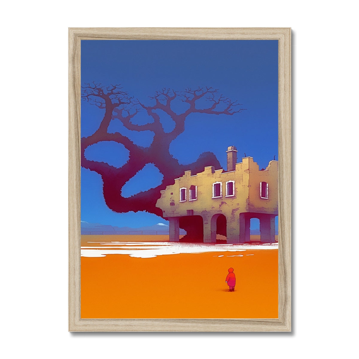 Das Haus mit einem Schattenbaum — Gerahmter Druck – Dunkle Kunst – Rahmenmockup by Soulkeeper2099