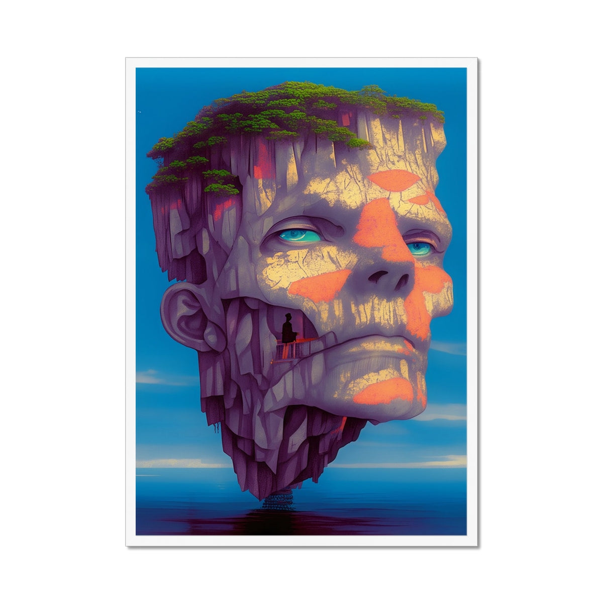 The Floating Island Face – Dark Art – Framed Print detail view by Soulkeeper2099