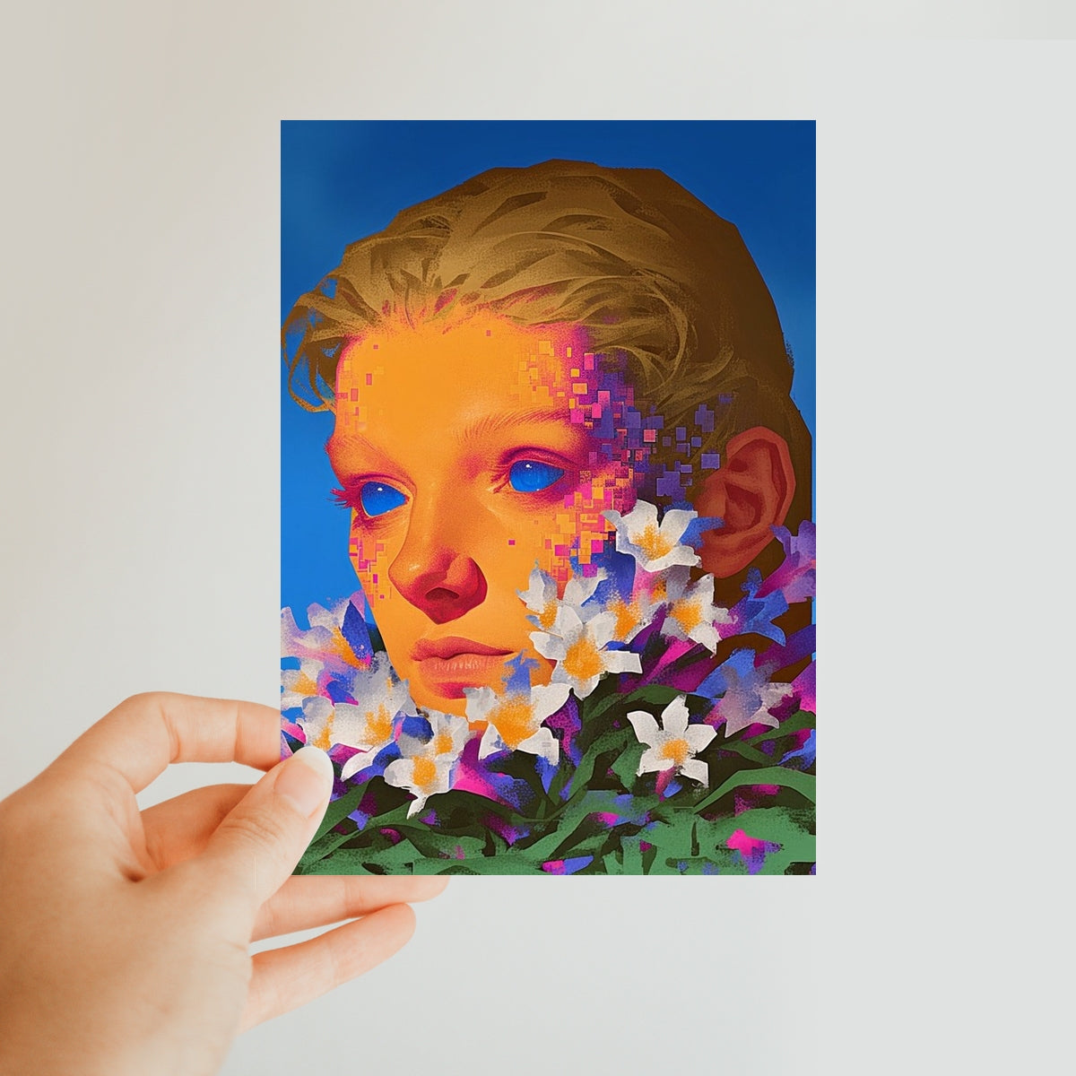 Flora Spirit of the Snowfield Classic Postcard – Neon Surrealism – Art Print detail view by Soulkeeper2099