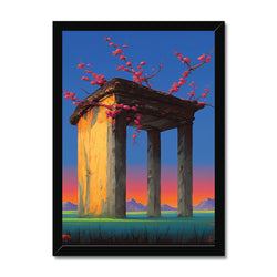 Die Blütentor-Ruine Gerahmter Druck – Dunkler Kunstdruck by Soulkeeper2099