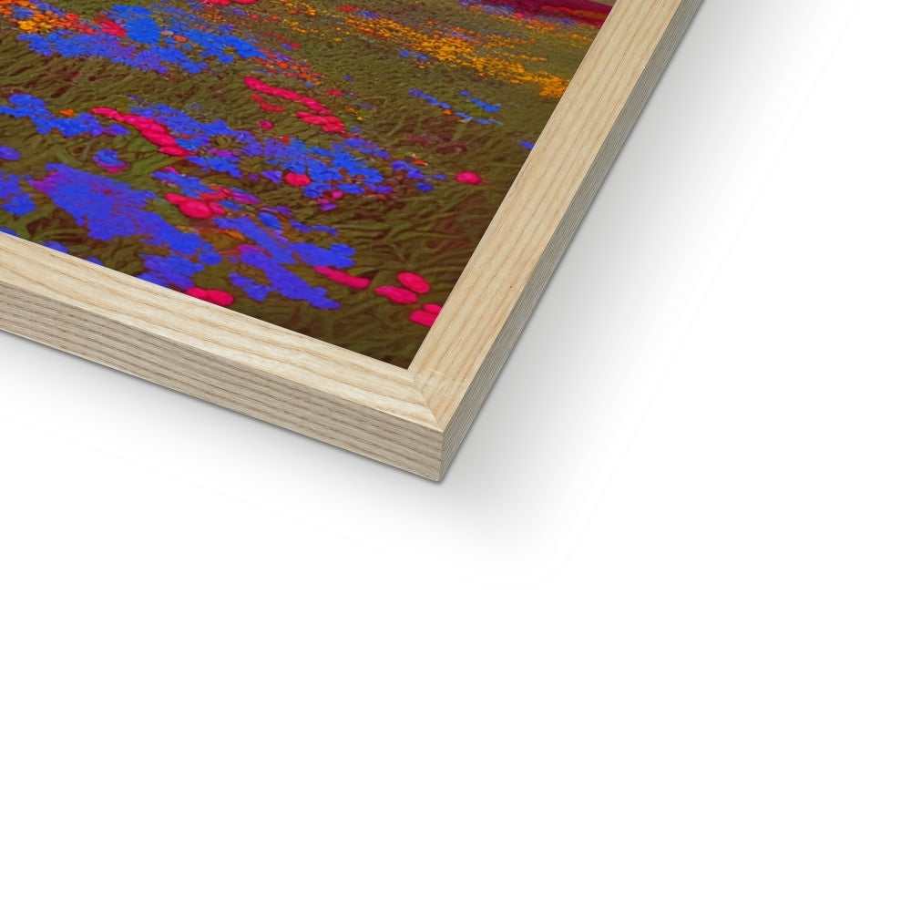 Corner detail of the natural wood frame and white mat on “The House Behind the Cloud” – Soulkeeper2099 framed art print.
