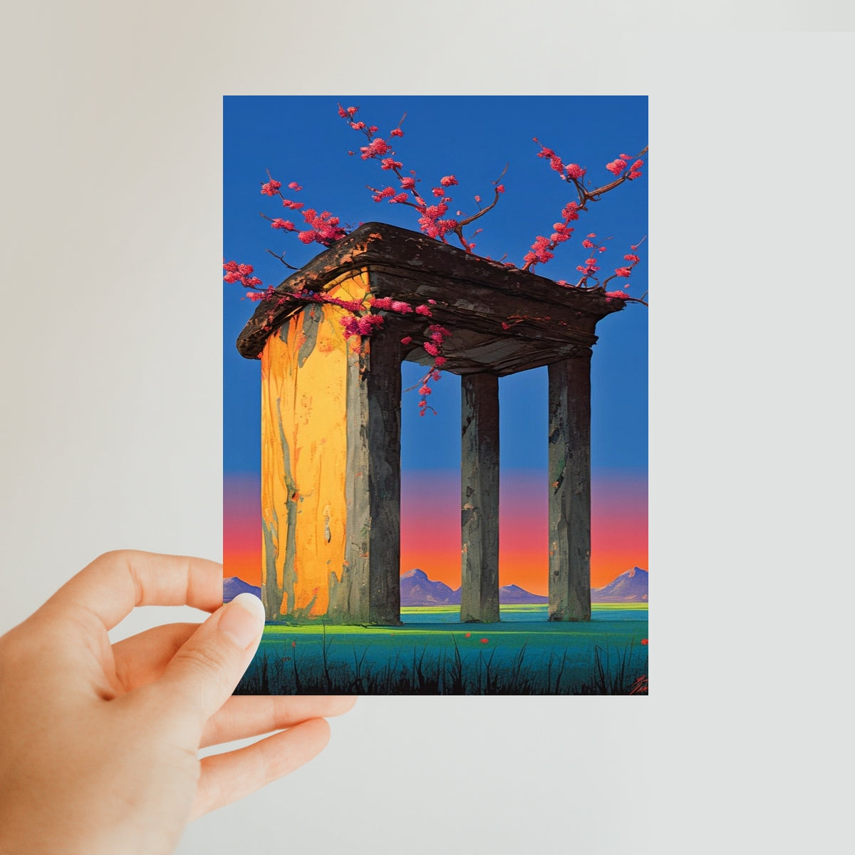 Gate of the Spring Ruins Classic Postcard – Neon Surrealism – Art Print detail view by Soulkeeper2099