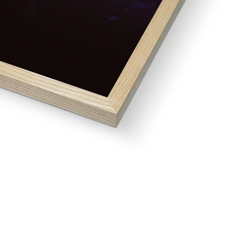 Corner detail of the natural wood frame and white mat on “Two Selves by the Lake” – Soulkeeper2099 framed art print.