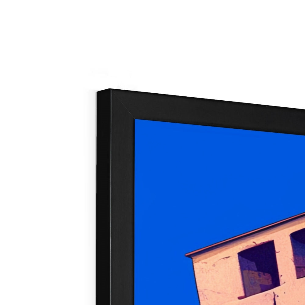 Side profile showing the depth of the black frame on “The Ruined Habitat” – Soulkeeper2099 framed art print.