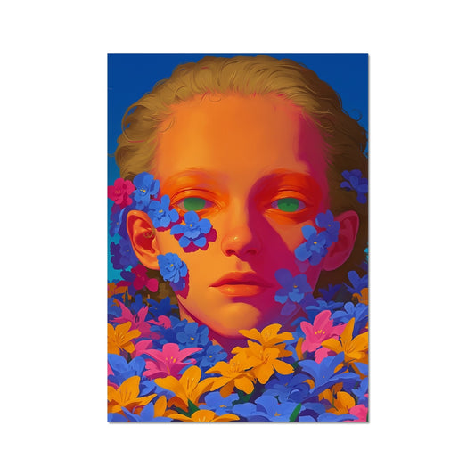 Face Beneath the Flower Tide – Surreal Portrait Print – Fine Art Print by Soulkeeper2099