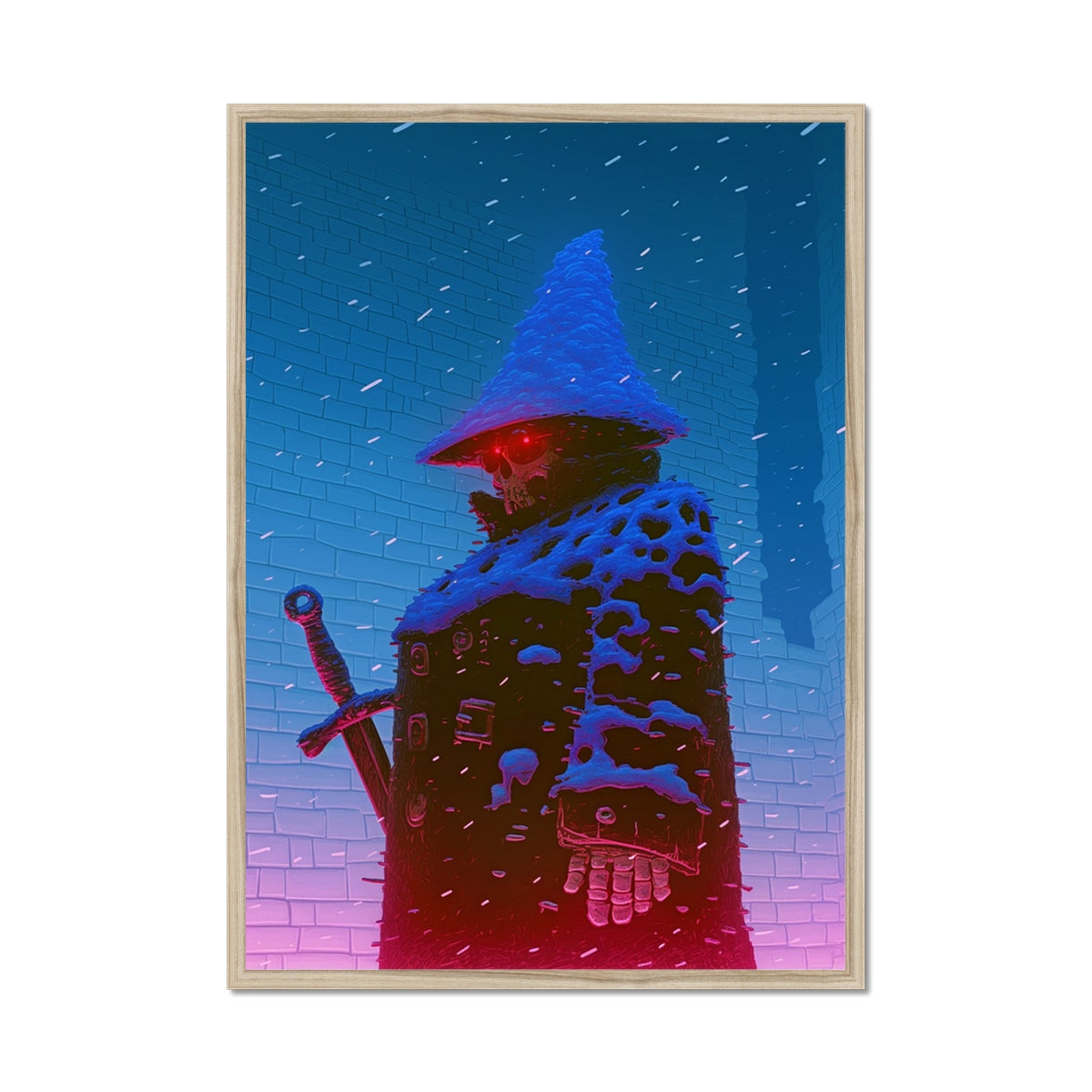 눈에 묶인 로닌 — 액자 프린트 – 네온 사이버펑크 아트 – 프레임 목업 by Soulkeeper2099