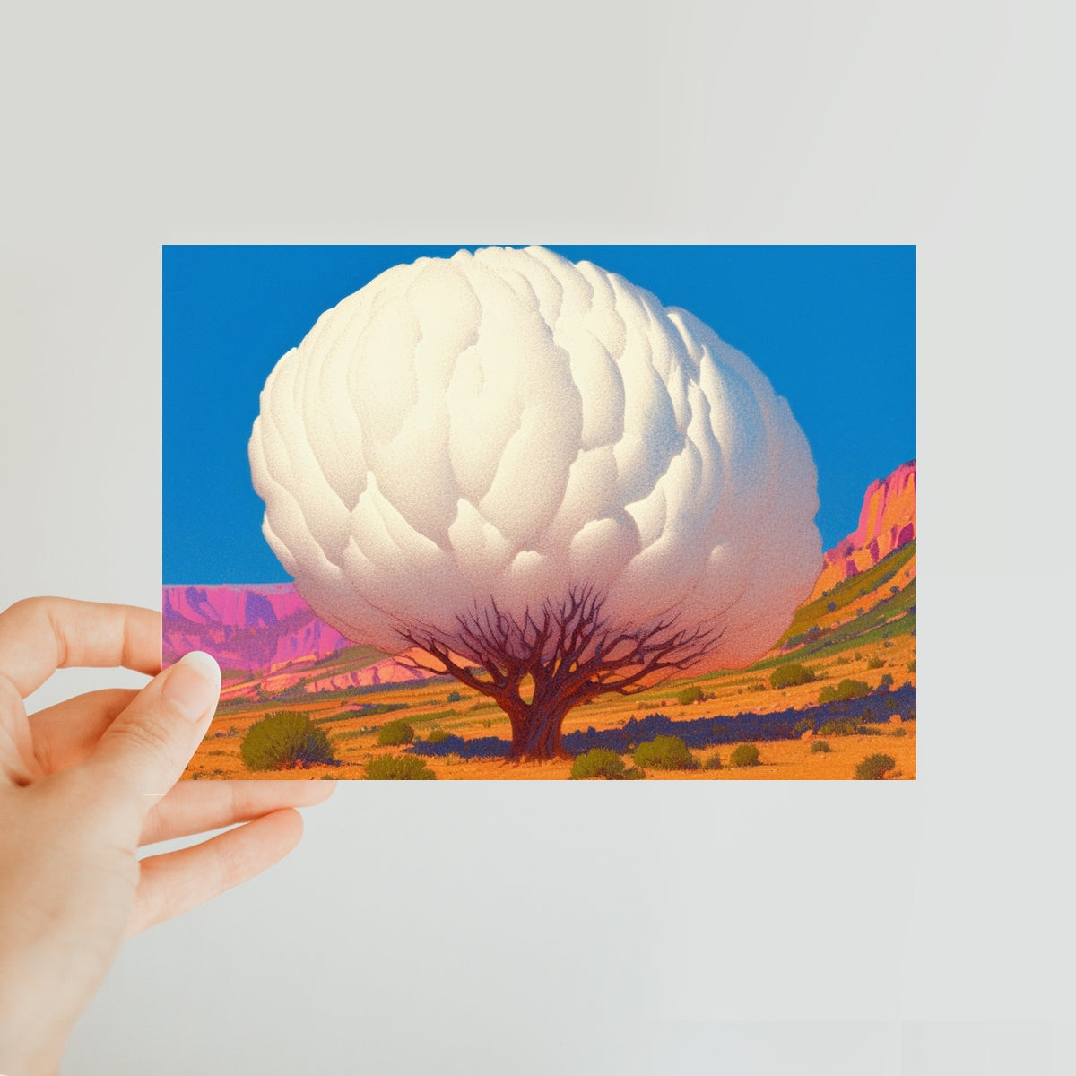 Dream of the Cotton Tree Classic Postcard – Neon Surrealism – Art Print by Soulkeeper2099