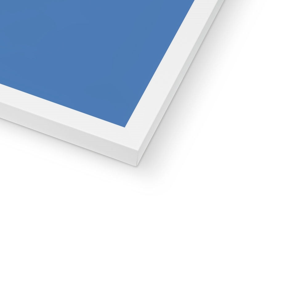 Corner detail of the white frame and white mat on “The Cloud-City Mind” – Soulkeeper2099 framed art print.