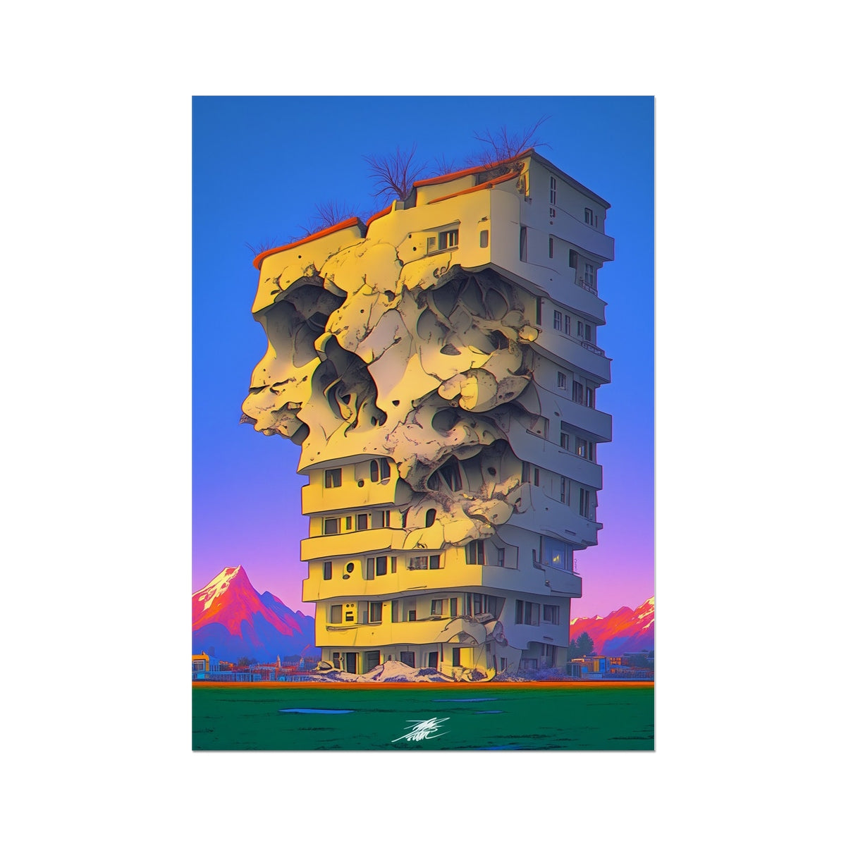 The Face of a Falling Tower – Dark Art – Hahnemühle Photo Rag Print by Soulkeeper2099