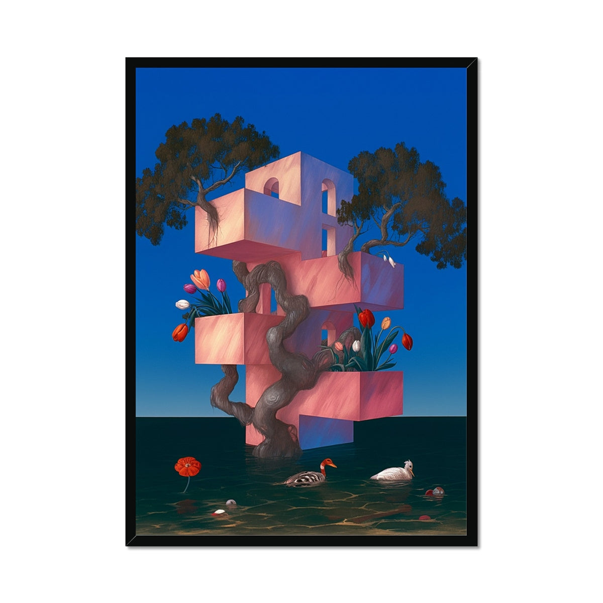 The Floating Garden Ark – Dark Art Print – Framed Print by Soulkeeper2099