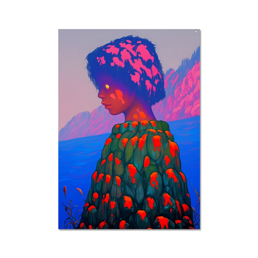 The Quiet Glow by the Cliffs – Surreal Portrait Print – Wall Art Poster by Soulkeeper2099