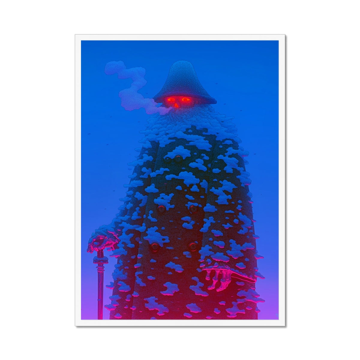 Eingeschneiter Magus — Gerahmter Druck – Neon-Cyberpunk-Kunst – Detailansicht by Soulkeeper2099