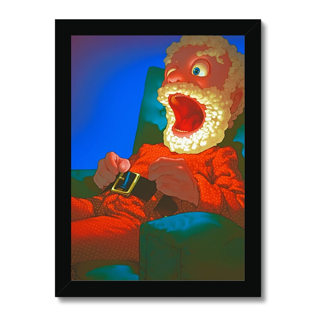Couch-Side Christmas Scream – Dark Art Print – Framed Print by Soulkeeper2099