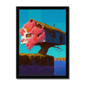 Above the House of Blossoms – Neon Surrealism – Framed Print by Soulkeeper2099