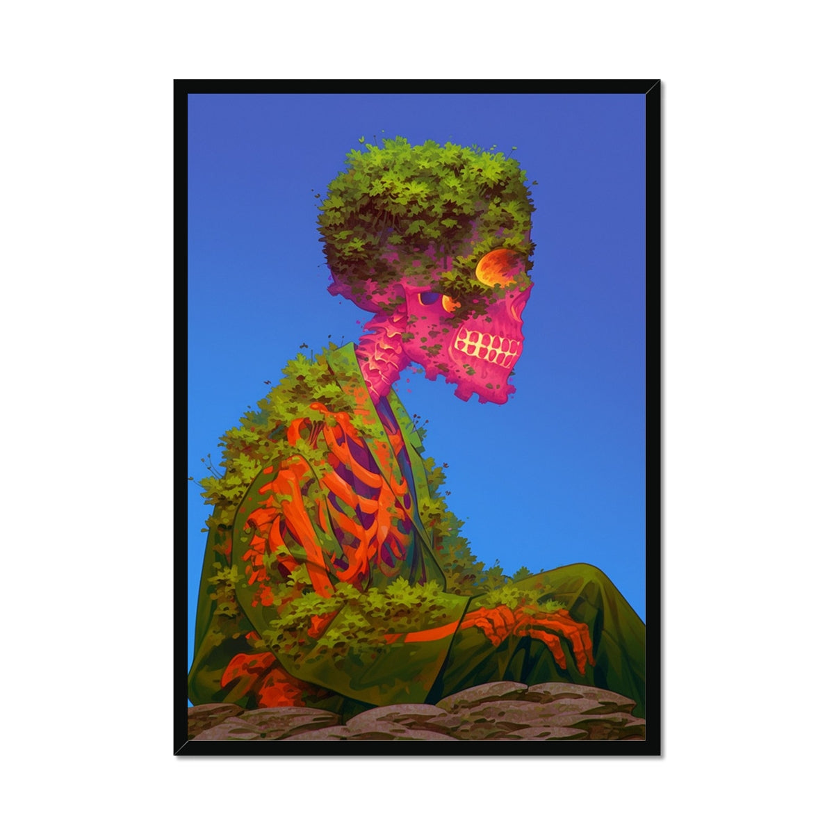 Die Pflanzliche Schädel-Sitzfigur Hahnemühle Photo Rag Druck – Dunkler Kunstdruck by Soulkeeper2099