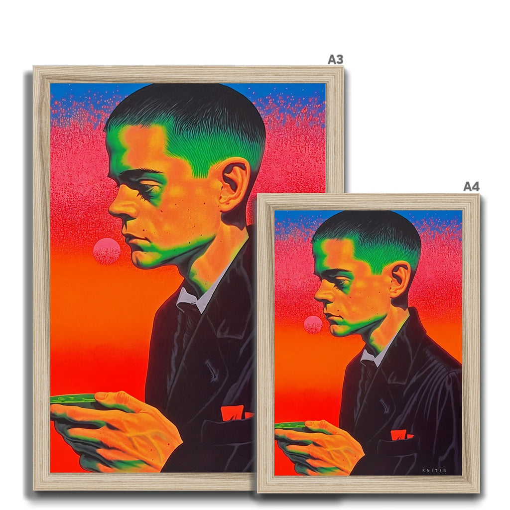Neon Ascetic – Surreal Portrait Print – Framed Print view 12 by Soulkeeper2099