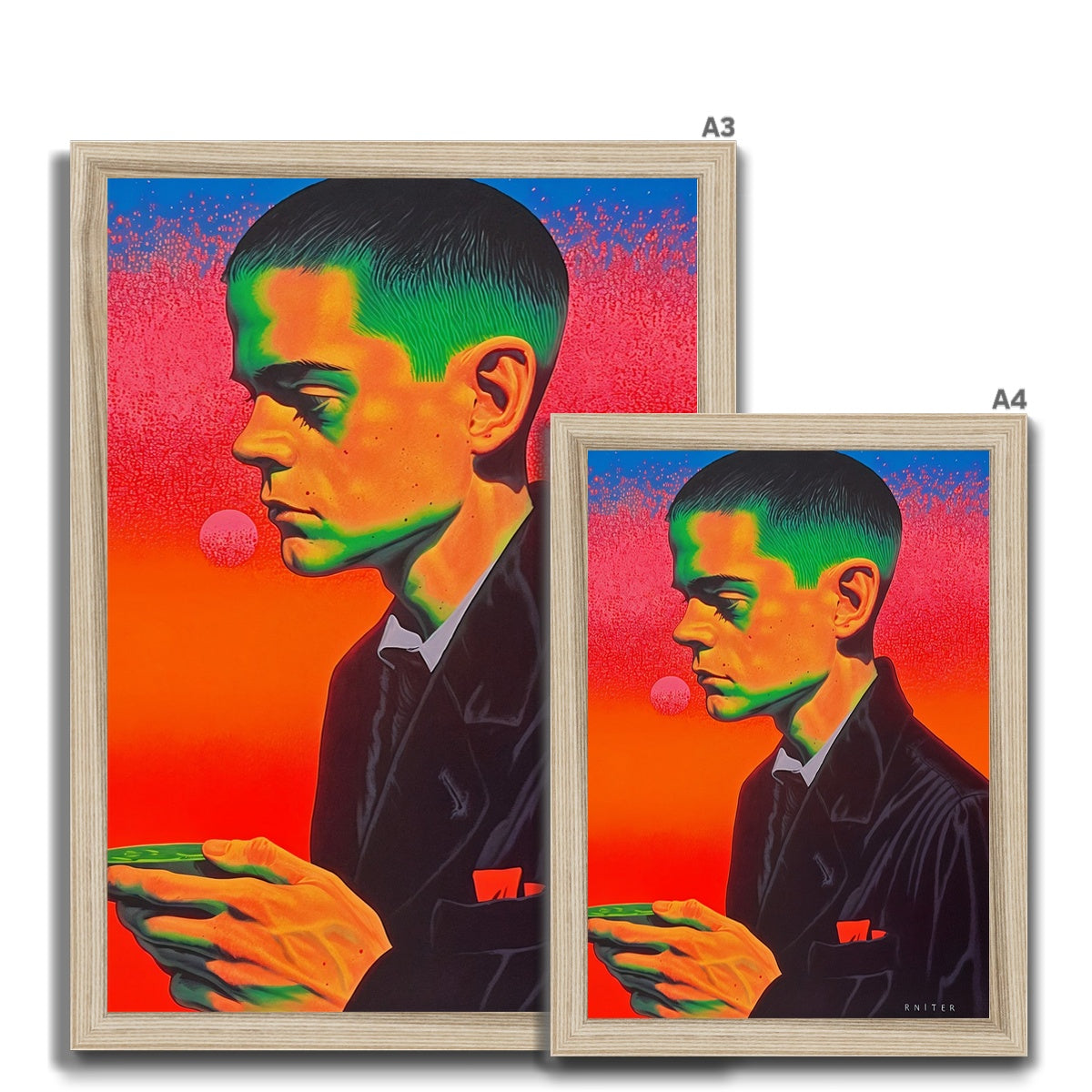 Neon Ascetic – Surreal Portrait Print – Framed Print view 12 by Soulkeeper2099