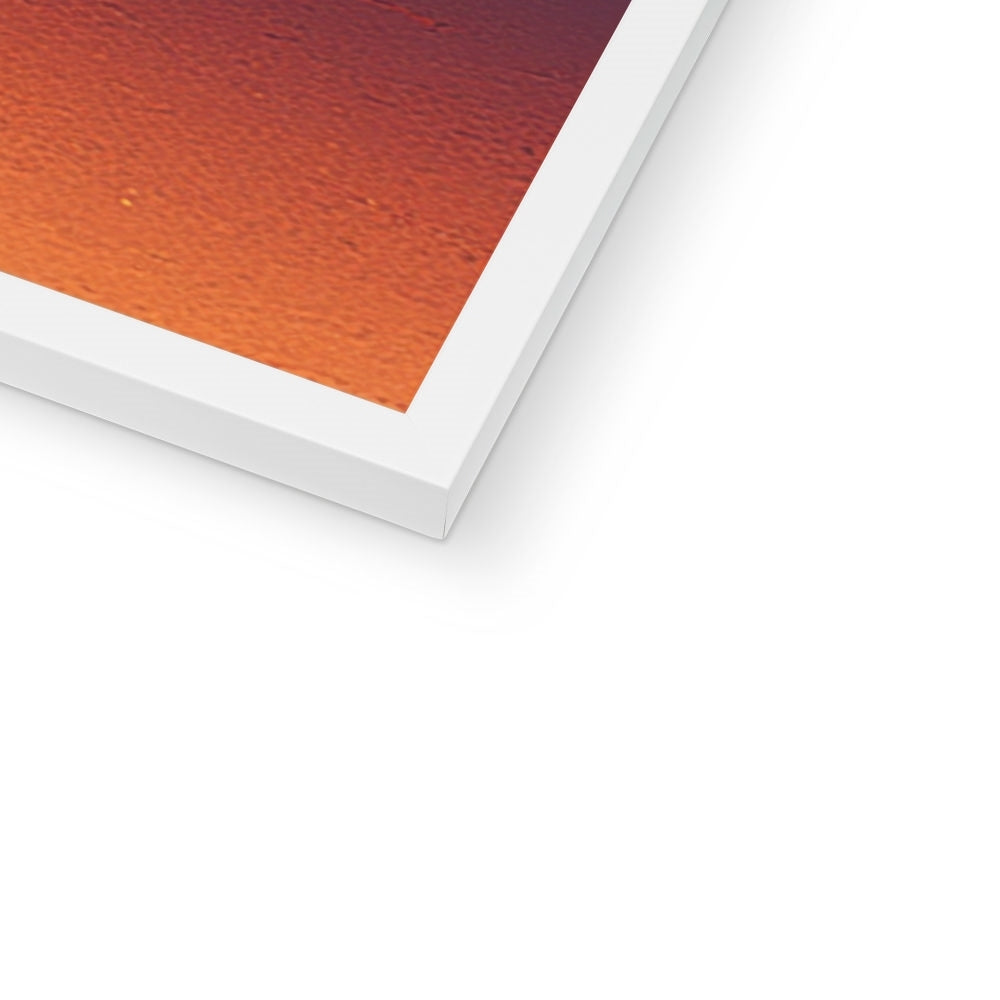 Corner detail of the white frame and white mat on “The Weathered Watcher” – Soulkeeper2099 framed art print.