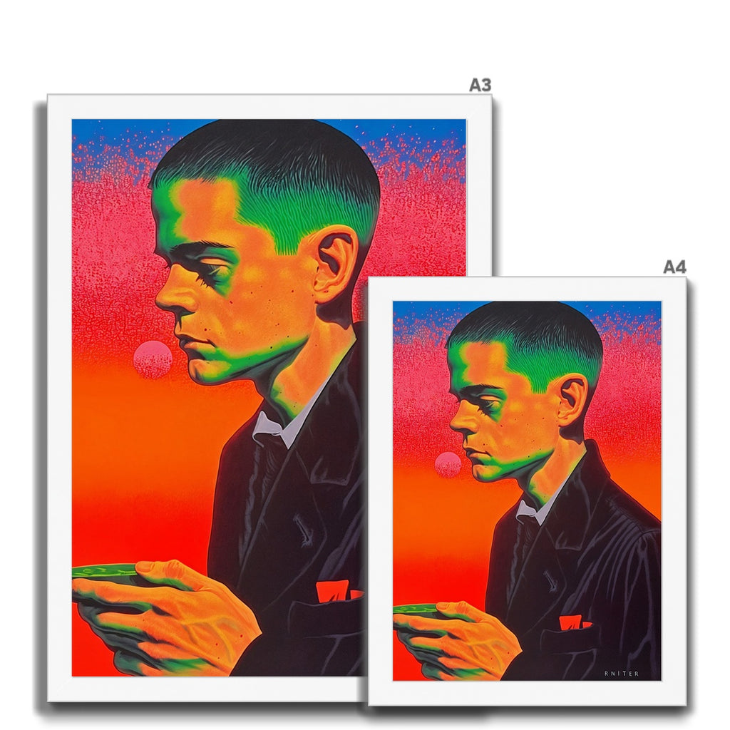 Neon Ascetic – Surreal Portrait Print – Framed Print view 11 by Soulkeeper2099