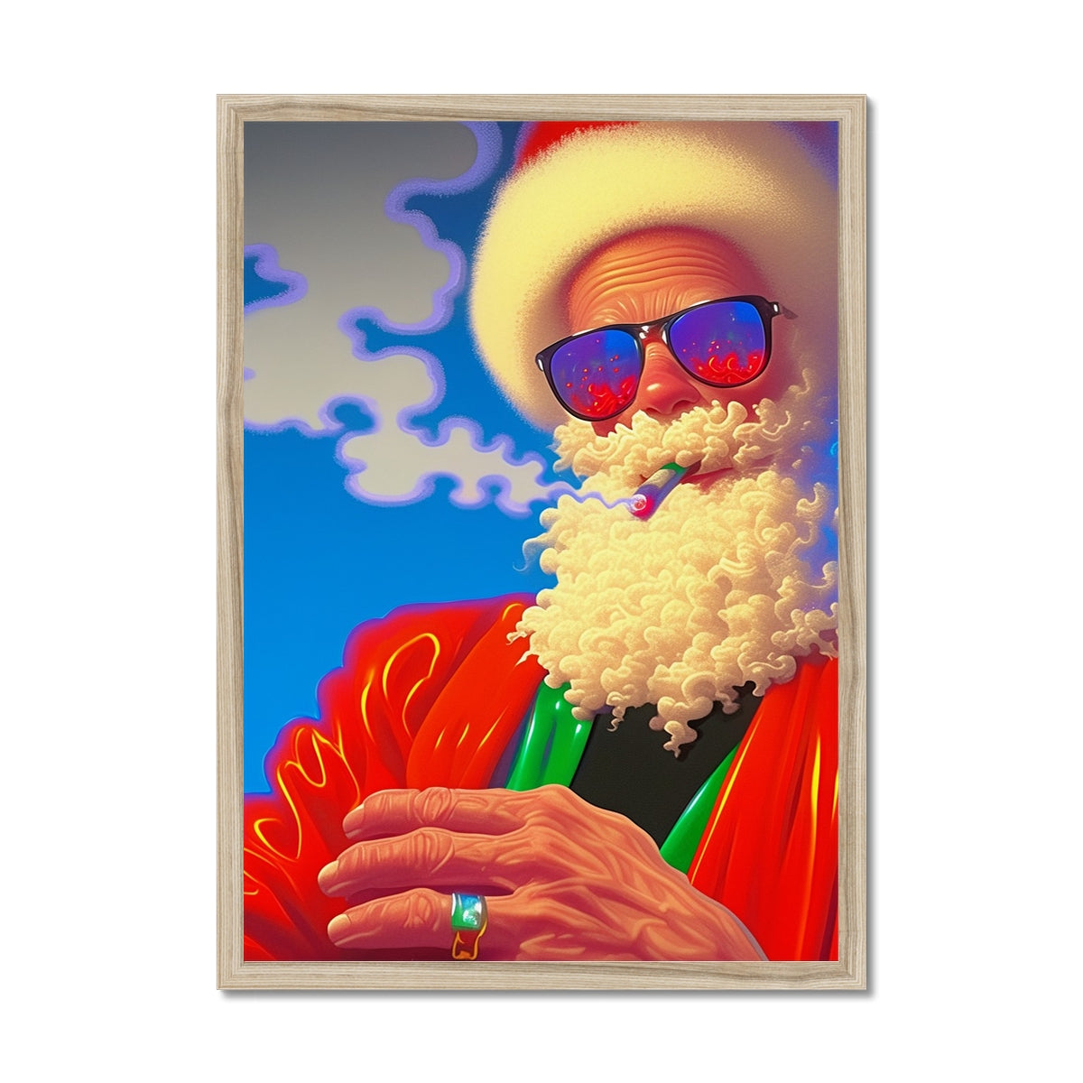 Rauchsignal, Weihnachtsmann — Gerahmter Druck – Dunkler Kunstdruck – Rahmenmockup by Soulkeeper2099